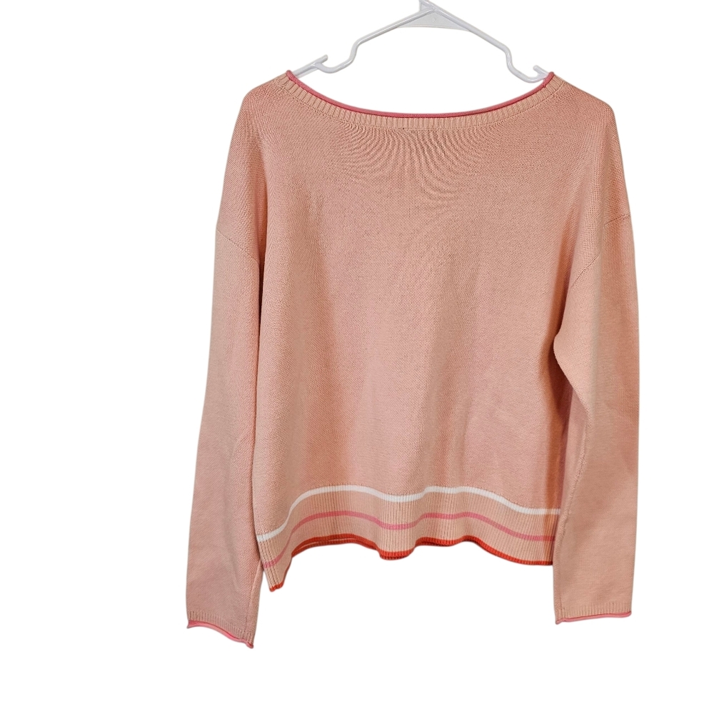 Talbots Pink Palm Tree Sweater - Picture 3 of 12